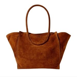 STAUD Designer Large Leather Bag Cognac Suede Tote Purse